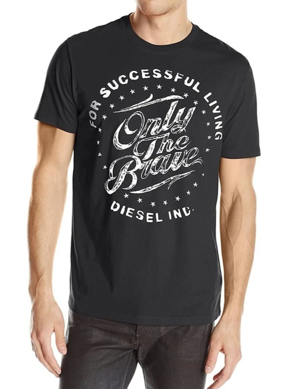 NWT DIESEL Balder Only The Brave Print T-Shirt Men's Size XL Black / White